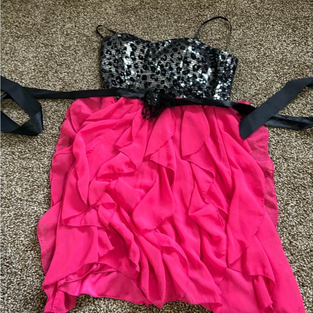 Sequin Black and Pink Dress